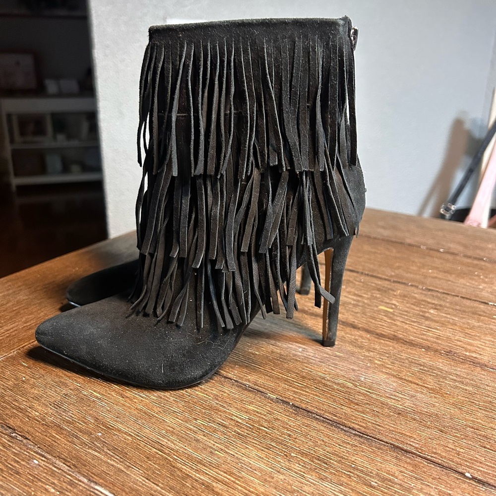 Steve Madden Leather suede flapper fringed boots size 5.5 - Picture 5 of 9